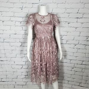 BHLDN Purple Lace Midi Dress